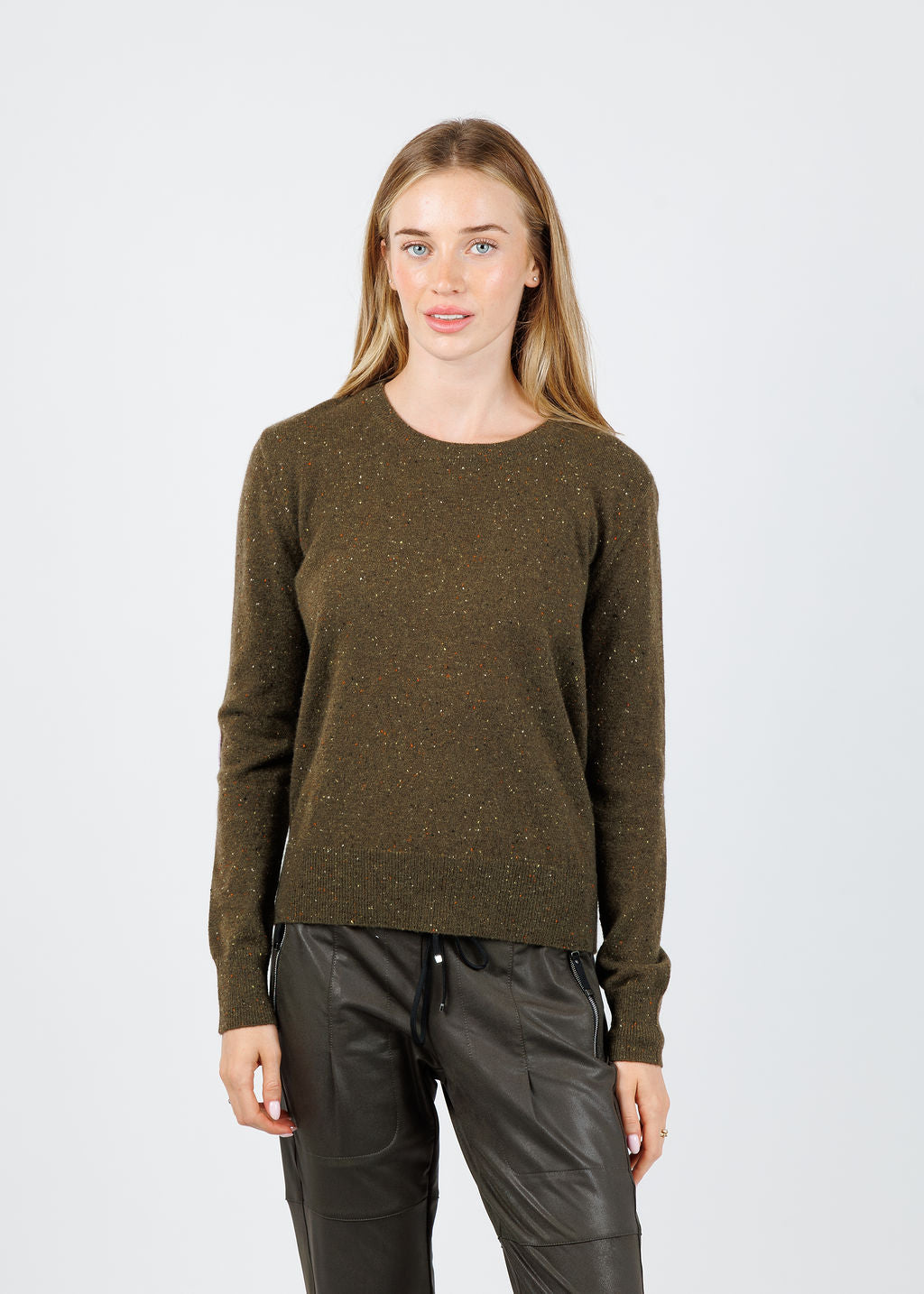 Kerri Rosenthal Patchwork Pullover Sweater in Army Green available at Barbara Katz