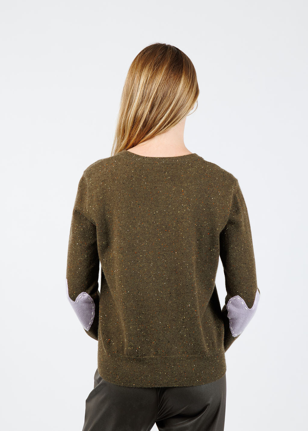 Kerri Rosenthal Patchwork Pullover Sweater in Army Green available at Barbara Katz