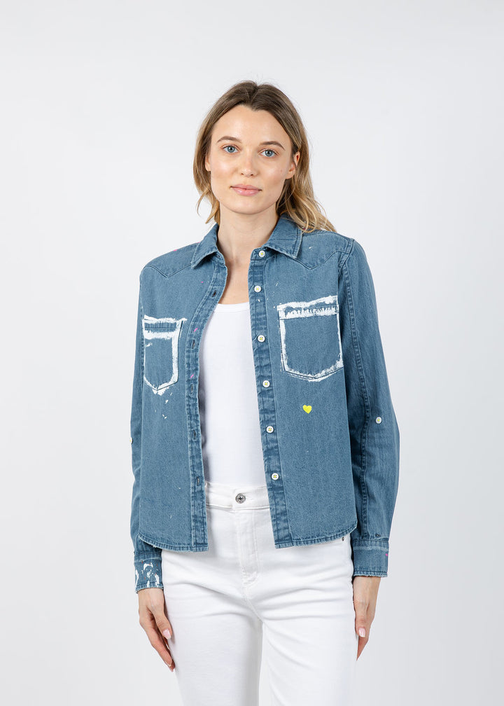Kerri Rosenthal Pia Western Studio Shirt in True Denim available at Barbara Katz