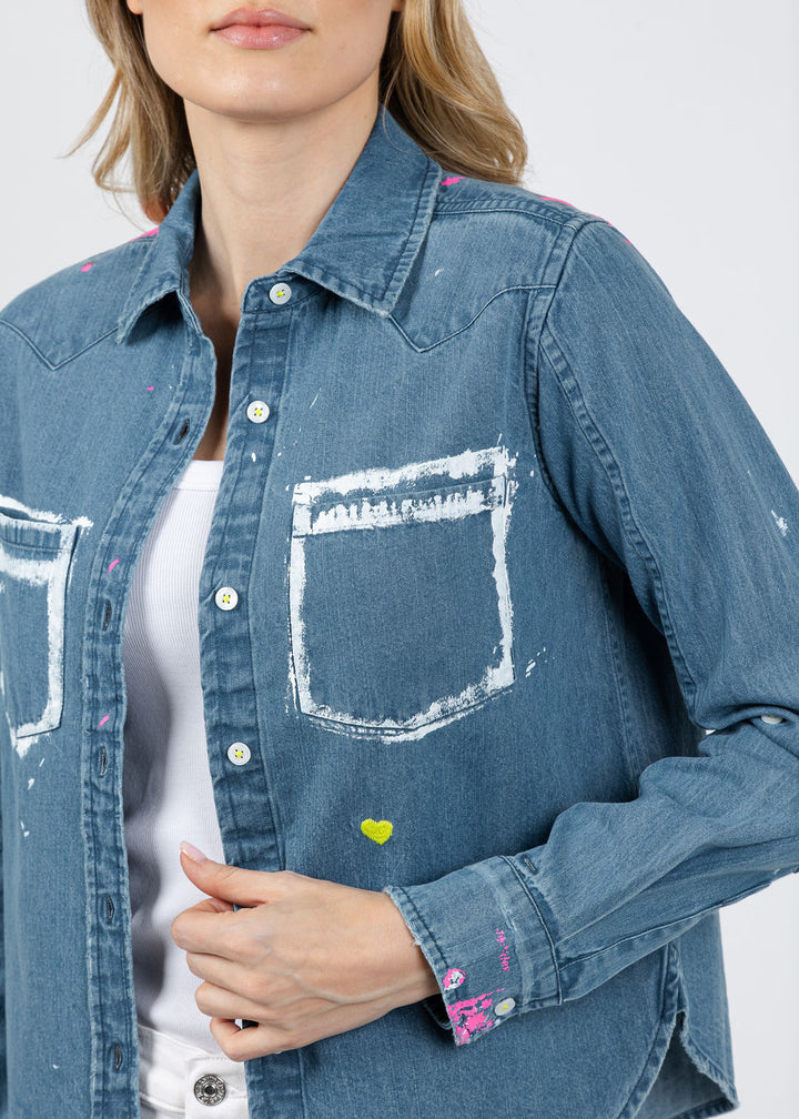 Kerri Rosenthal Pia Western Studio Shirt in True Denim available at Barbara Katz