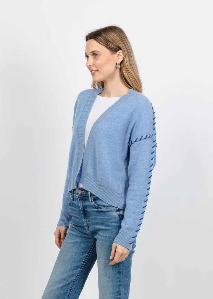 Kerri Rosenthal Sienna Cashmere Cardigan in Denim Blue available at Barbara Katz