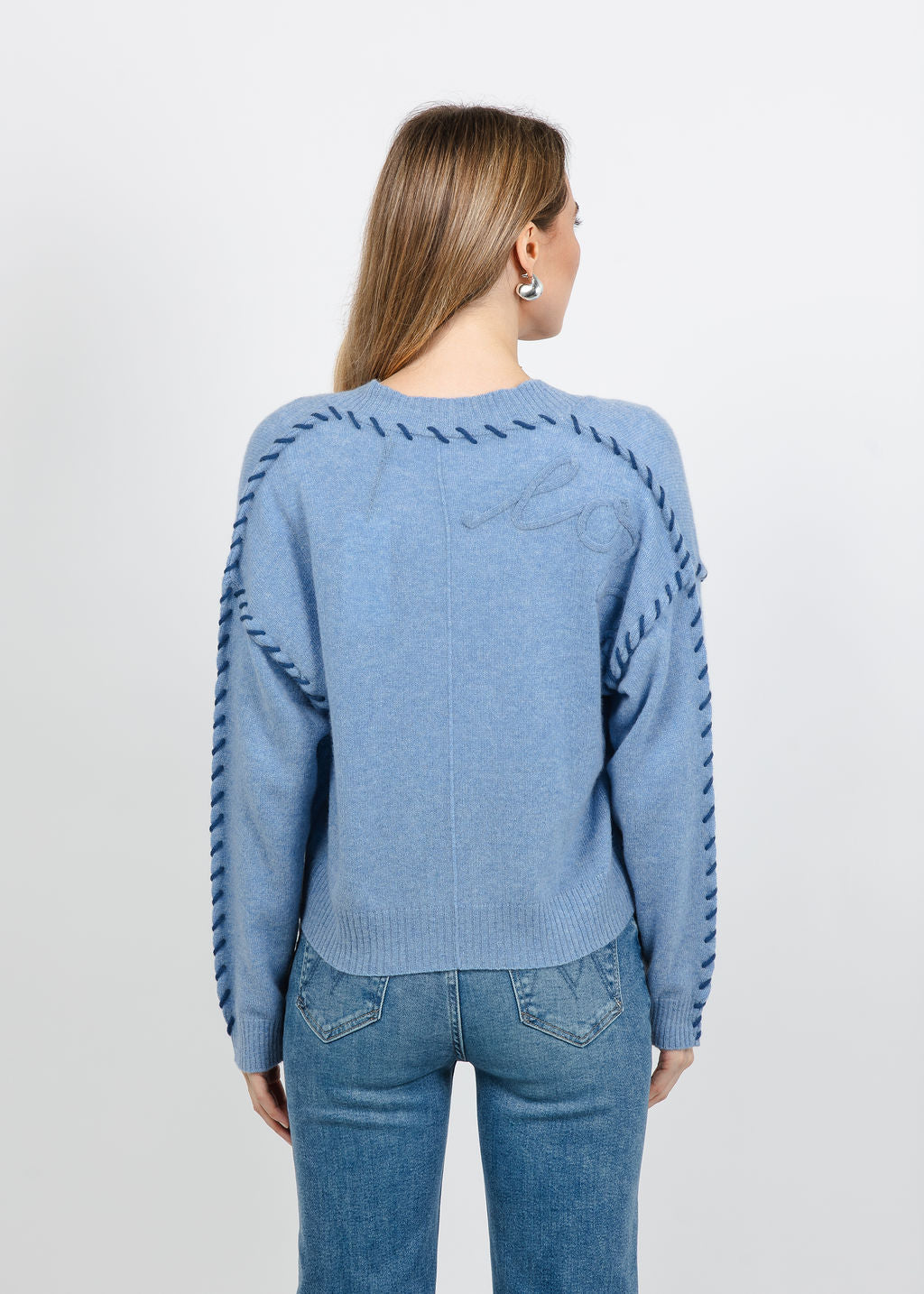 Kerri Rosenthal Sienna Cashmere Cardigan in Denim Blue available at Barbara Katz