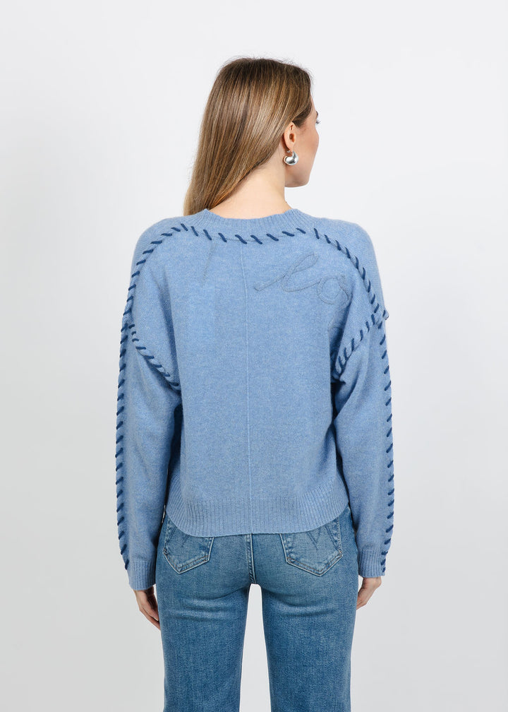 Kerri Rosenthal Sienna Cashmere Cardigan in Denim Blue available at Barbara Katz