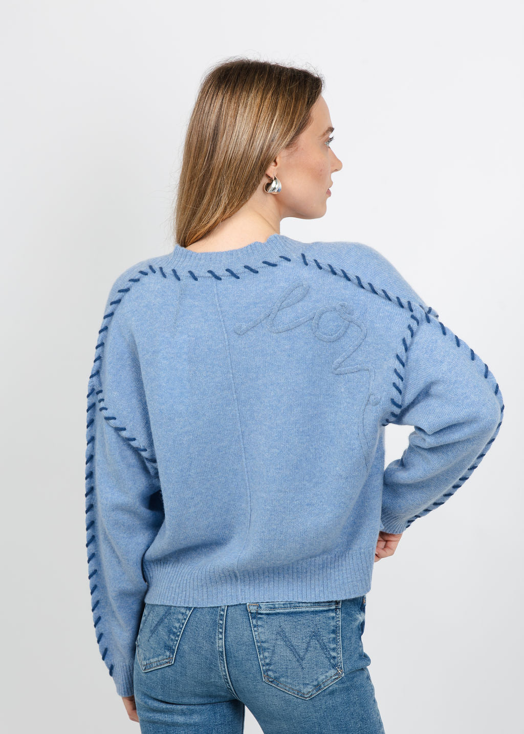 Kerri Rosenthal Sienna Cashmere Cardigan in Denim Blue available at Barbara Katz