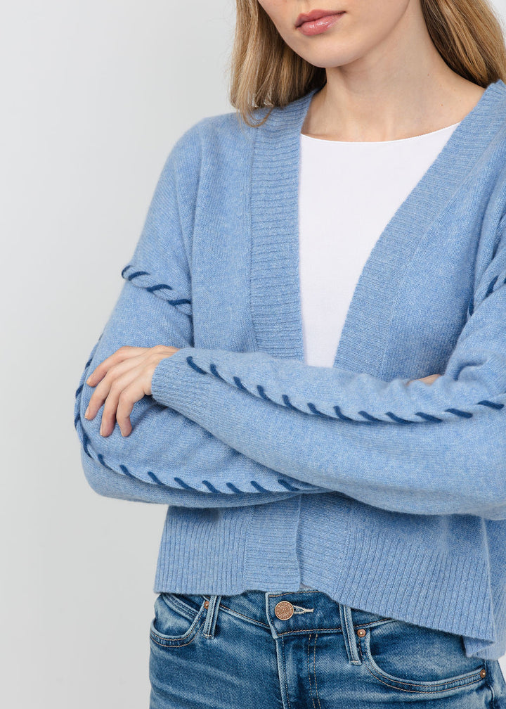 Kerri Rosenthal Sienna Cashmere Cardigan in Denim Blue available at Barbara Katz