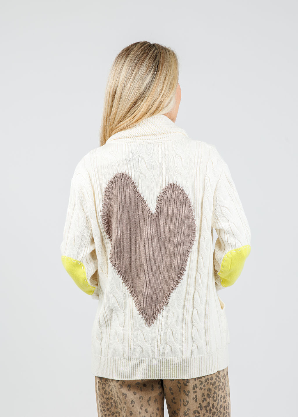 Kerri Rosenthal Shawl Collar Helen Imperfect Heart Cardigan in Natural available at Barbara Katz