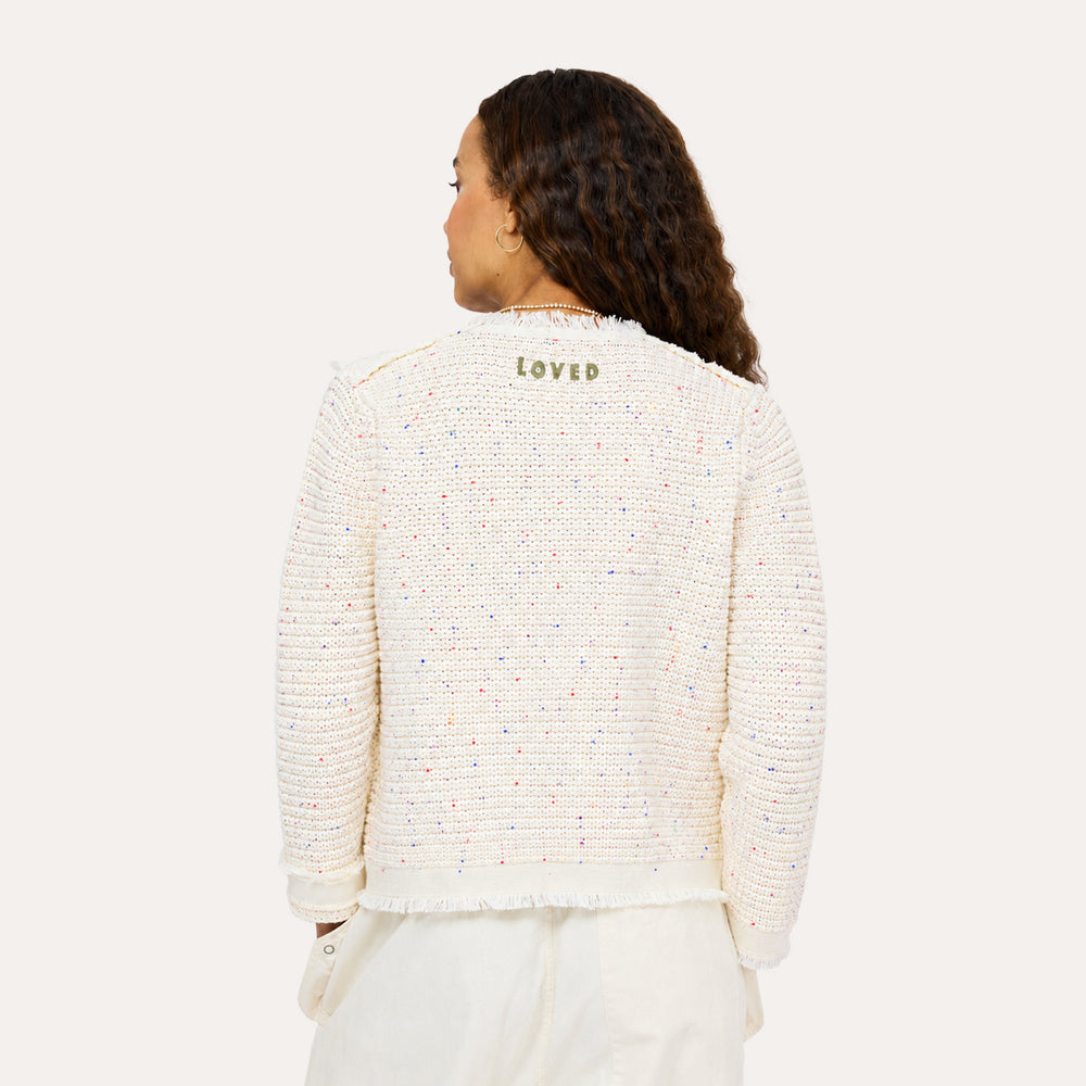 Kerri Rosenthal Fringe Beau-Lero Cardigan in Natural available at Barbara Katz