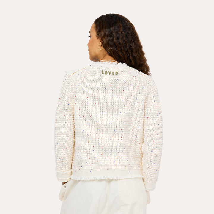 Kerri Rosenthal Fringe Beau-Lero Cardigan in Natural available at Barbara Katz