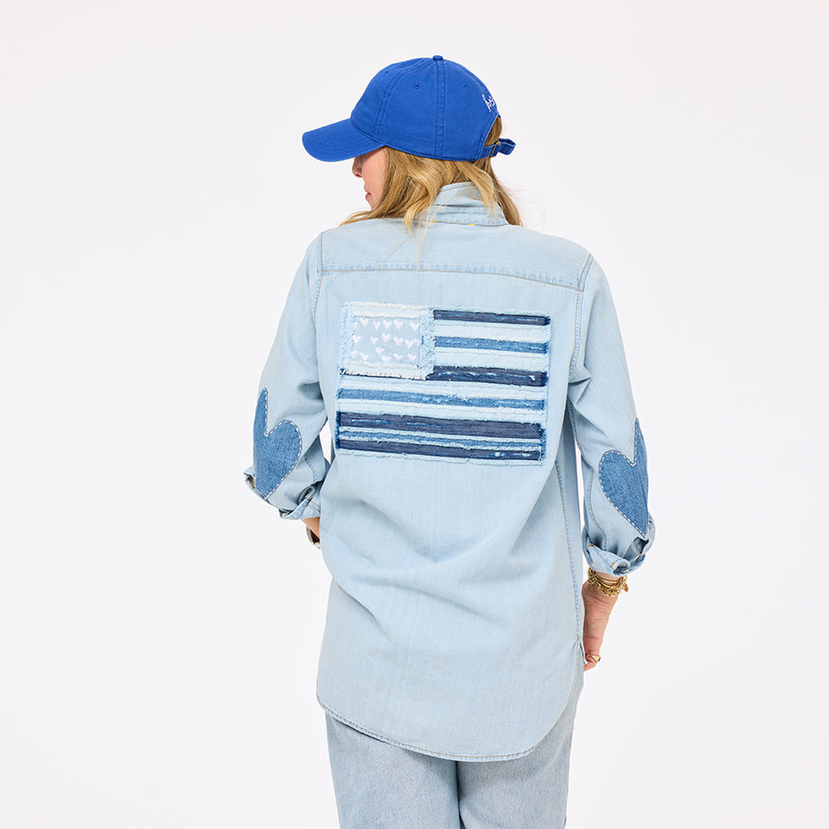 Kerri Rosenthal Mia U.S. of Love Shirt in Light Wash available at Barbara Katz