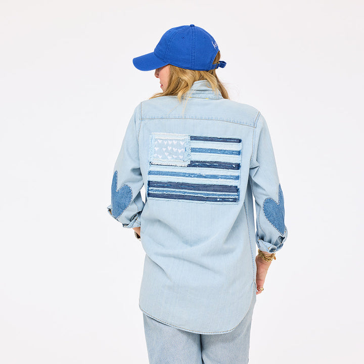 Kerri Rosenthal Mia U.S. of Love Shirt in Light Wash available at Barbara Katz