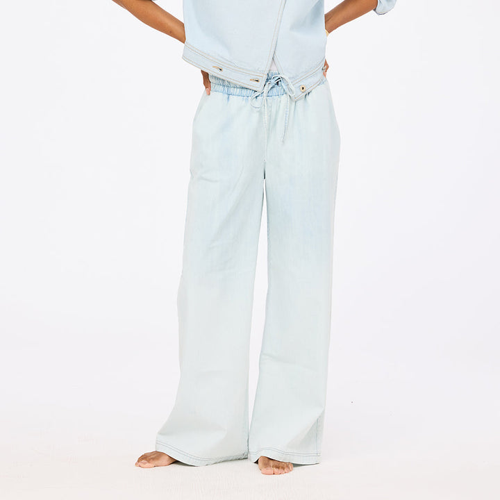 Kerri Rosenthal Palazzo Denim Pants in Light Wash available at Barbara Katz
