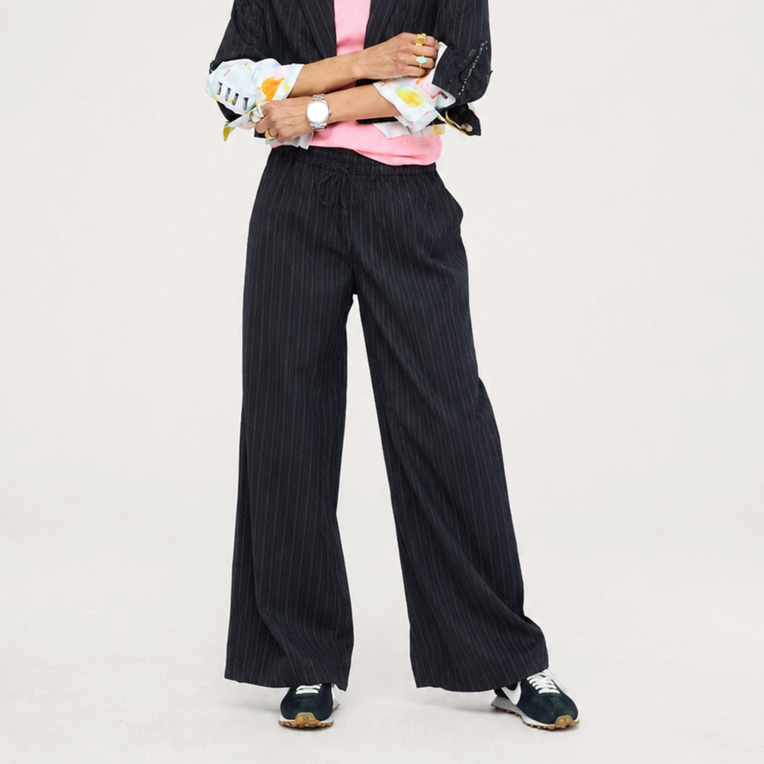 Kerri Rosenthal Palazzo Stripe Pant in Black/White available at Barbara Katz