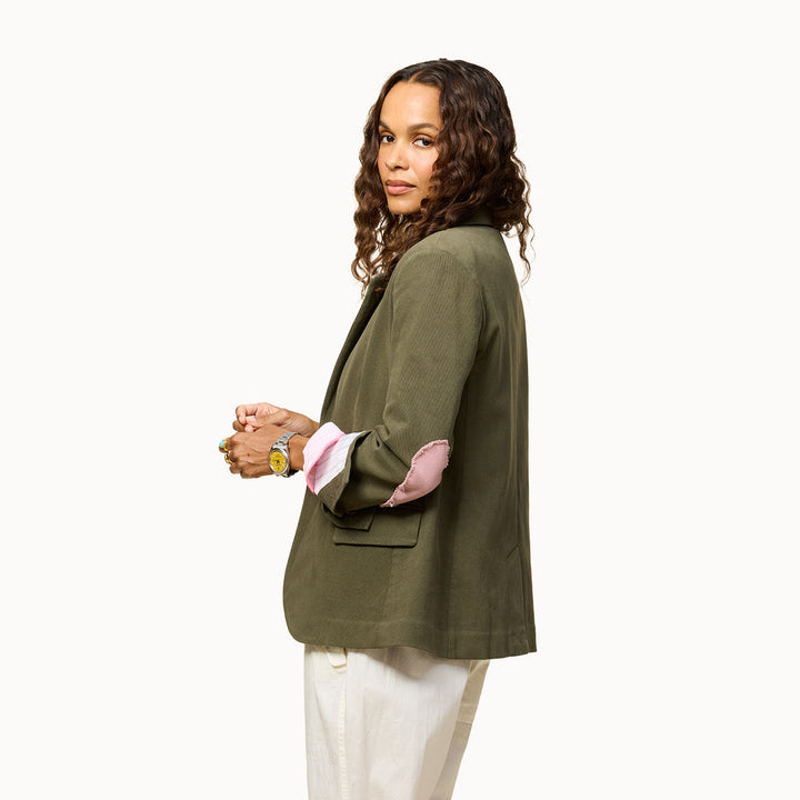 Kerri Rosenthal Workday Love Blazer in Army Green available at Barbara Katz