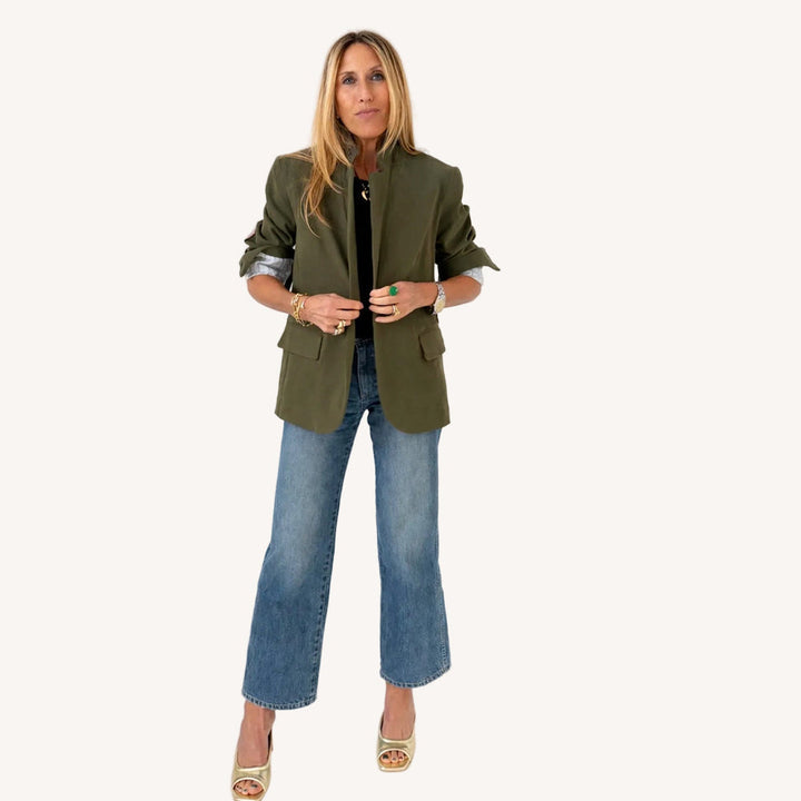 Kerri Rosenthal Workday Love Blazer in Army Green available at Barbara Katz