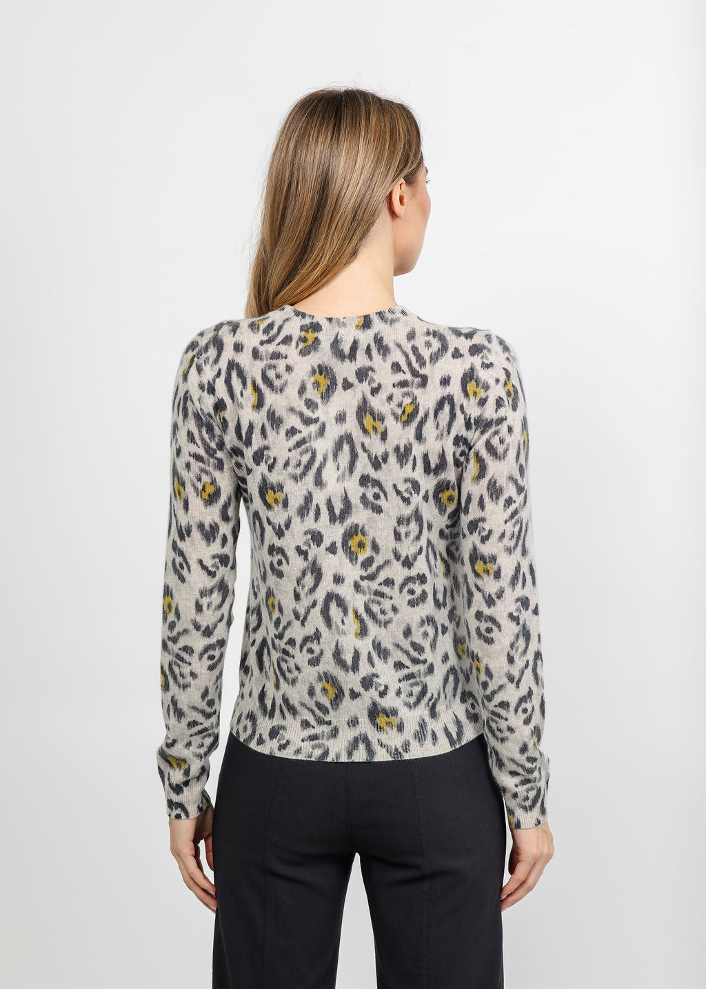 Kinross Animal Print Crew Sweater - Agate available at Barbara Katz