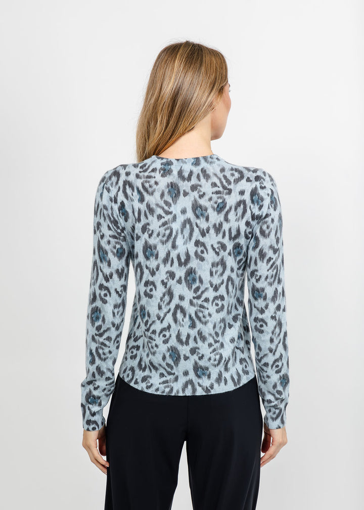 Kinross Animal Print Crew Sweater - Horizon available at Barbara Katz