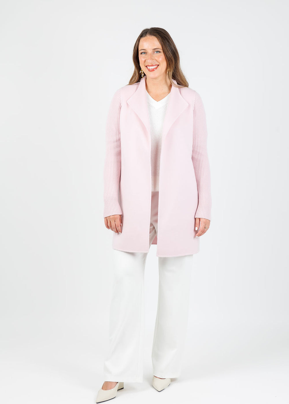 Kinross Bowie Rib Sleeve Coat in Ballet available at Barbara Katz