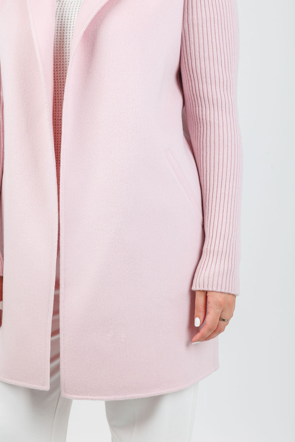 Kinross Bowie Rib Sleeve Coat in Ballet available at Barbara Katz