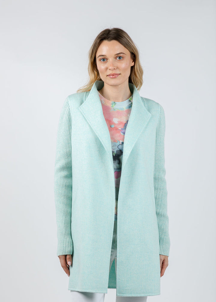 Kinross Bowie Rib Sleeve Coat in Seaglass available at Barbara Katz