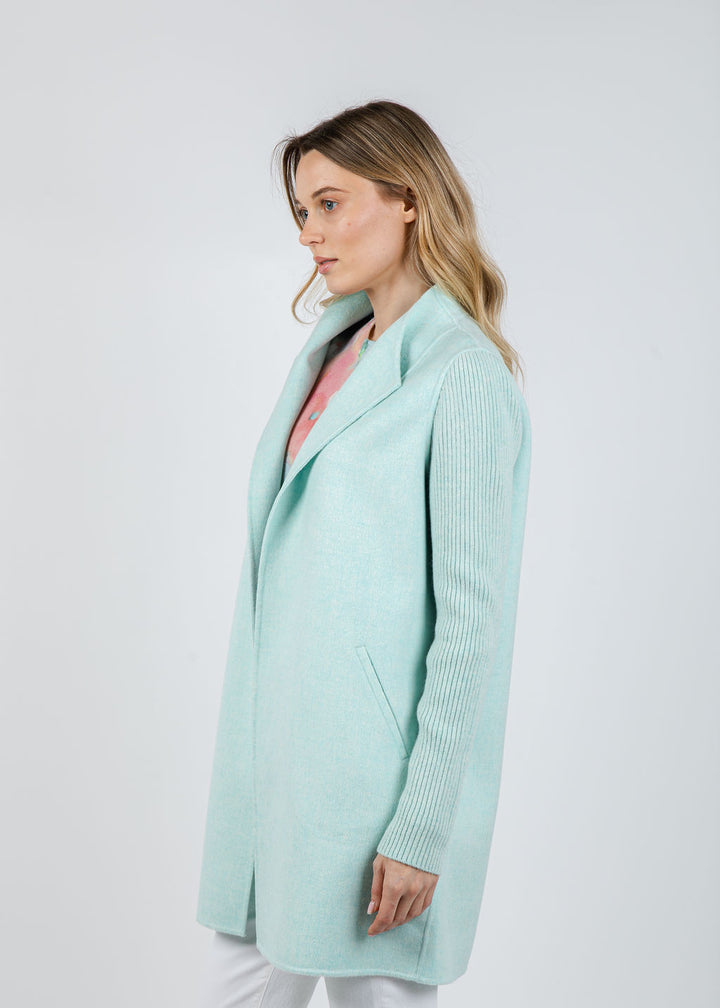 Kinross Bowie Rib Sleeve Coat in Seaglass available at Barbara Katz
