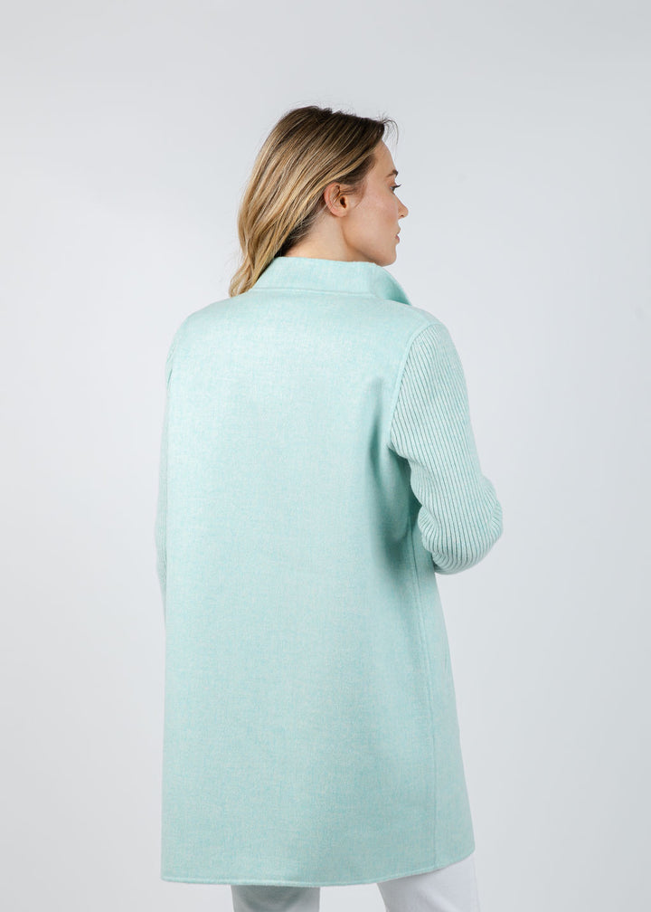 Kinross Bowie Rib Sleeve Coat in Seaglass available at Barbara Katz