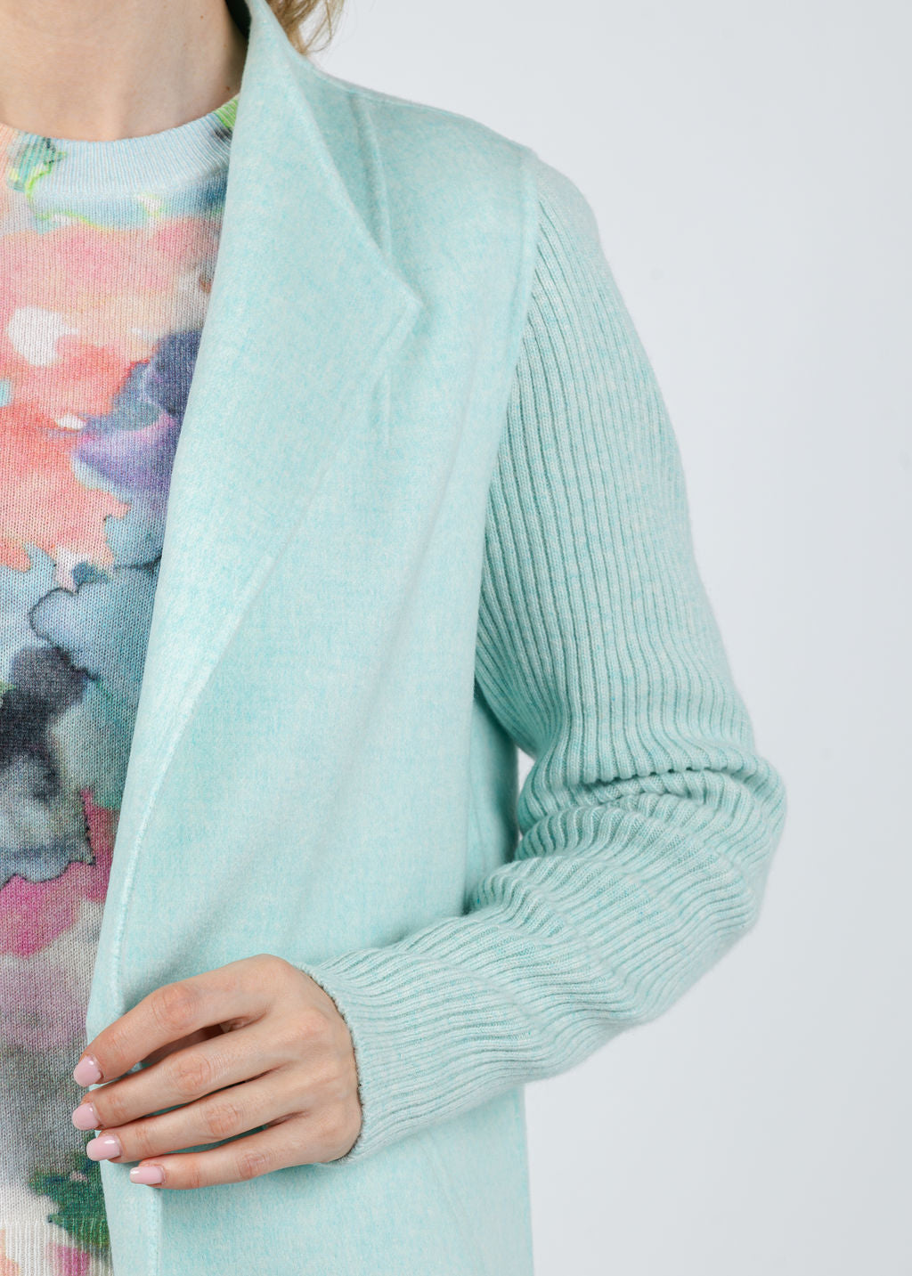 Kinross Bowie Rib Sleeve Coat in Seaglass available at Barbara Katz