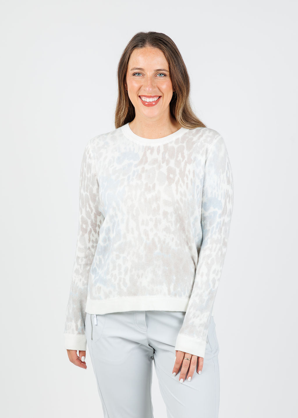 Kinross Collins Leopard Print Sweatshirt in Multi available at Barbara Katz