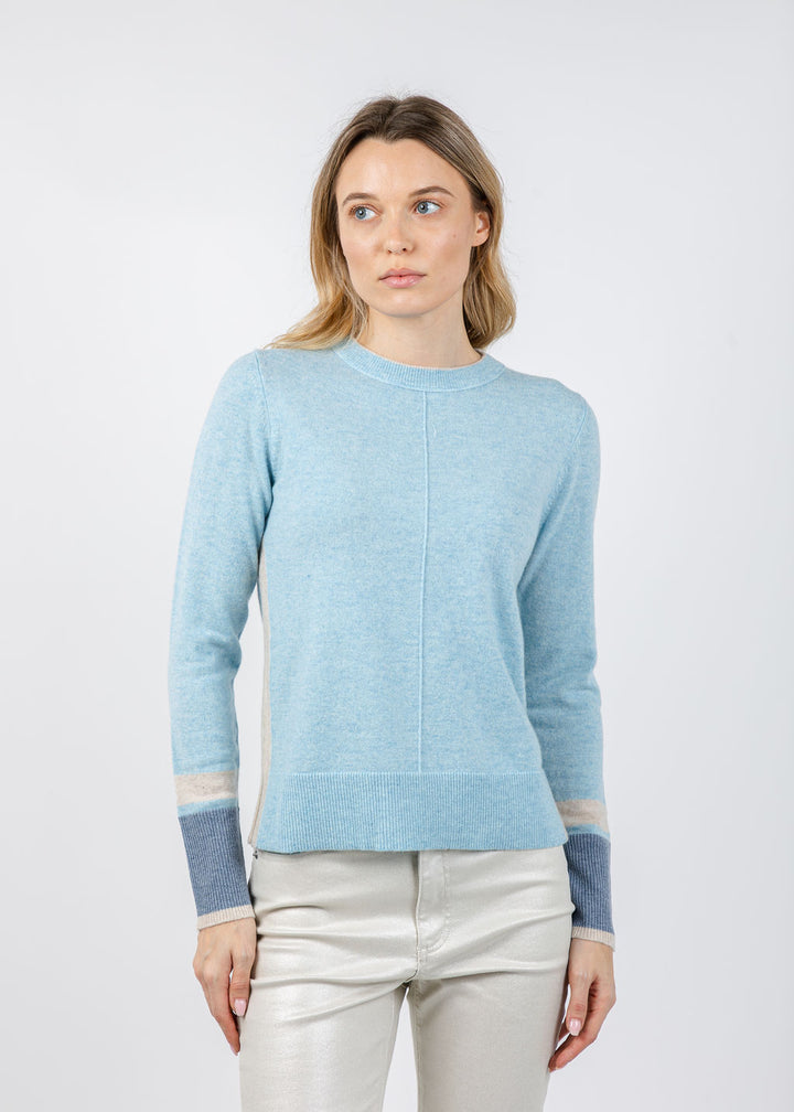 Kinross Color Play Crew Sweater in Island/Dune/Cove available at Barbara Katz