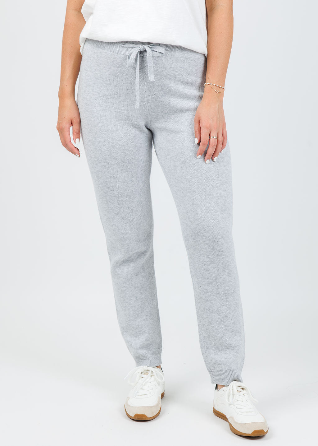Kinross Cora Doubleknit Joggers in Stone Grey available at Barbara Katz