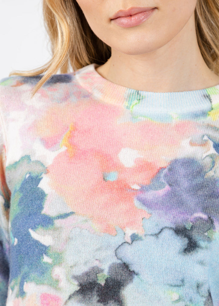 Kinross Maldives Floral Print Crew Sweater in Multi available at Barbara Katz