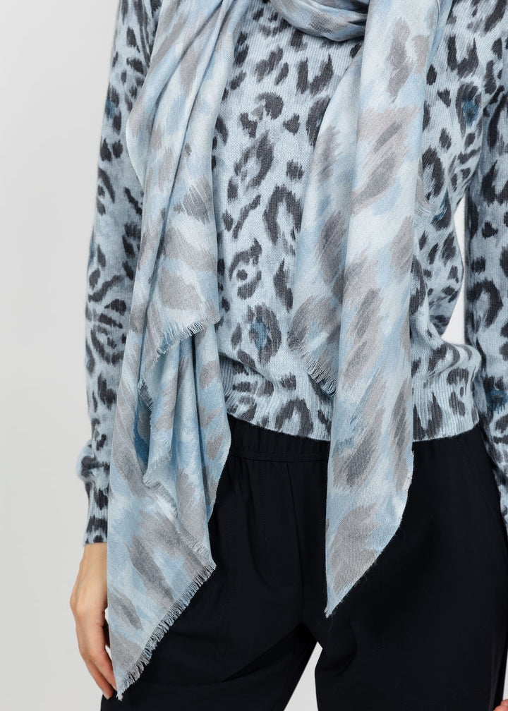 Kinross Painted Leopard Print Scarf - Horizon Multi available at Barbara Katz