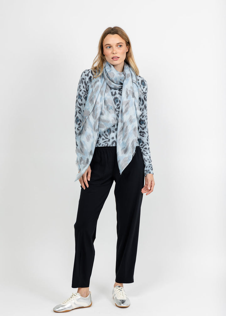 Kinross Painted Leopard Print Scarf - Horizon Multi available at Barbara Katz