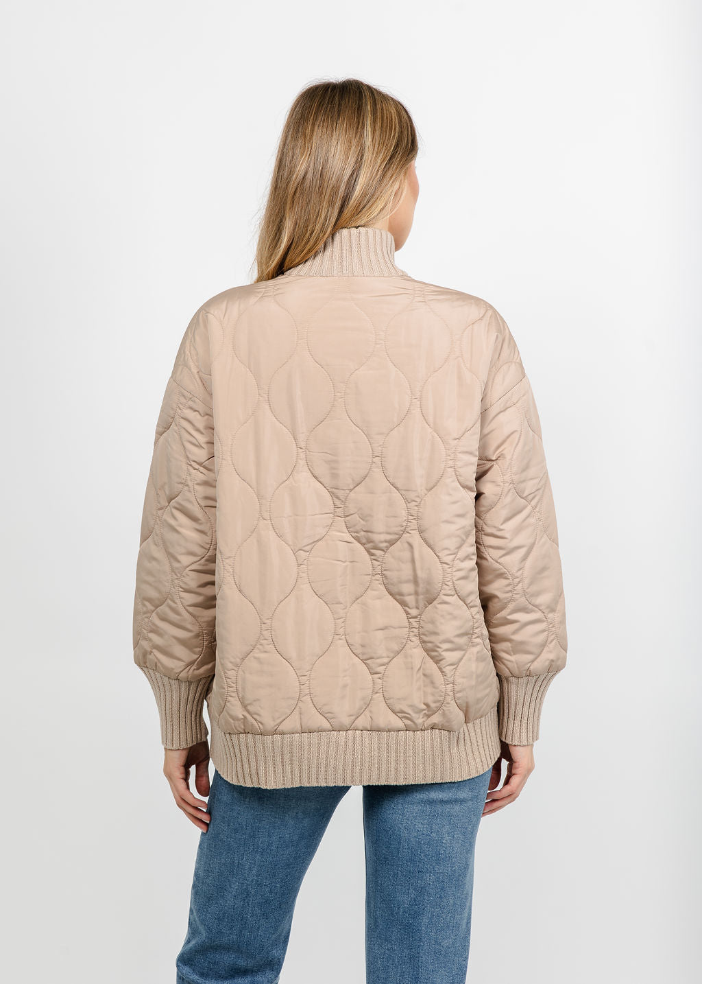 Kinross Quilted Cable Cardigan - Khaki available at Barbara Katz
