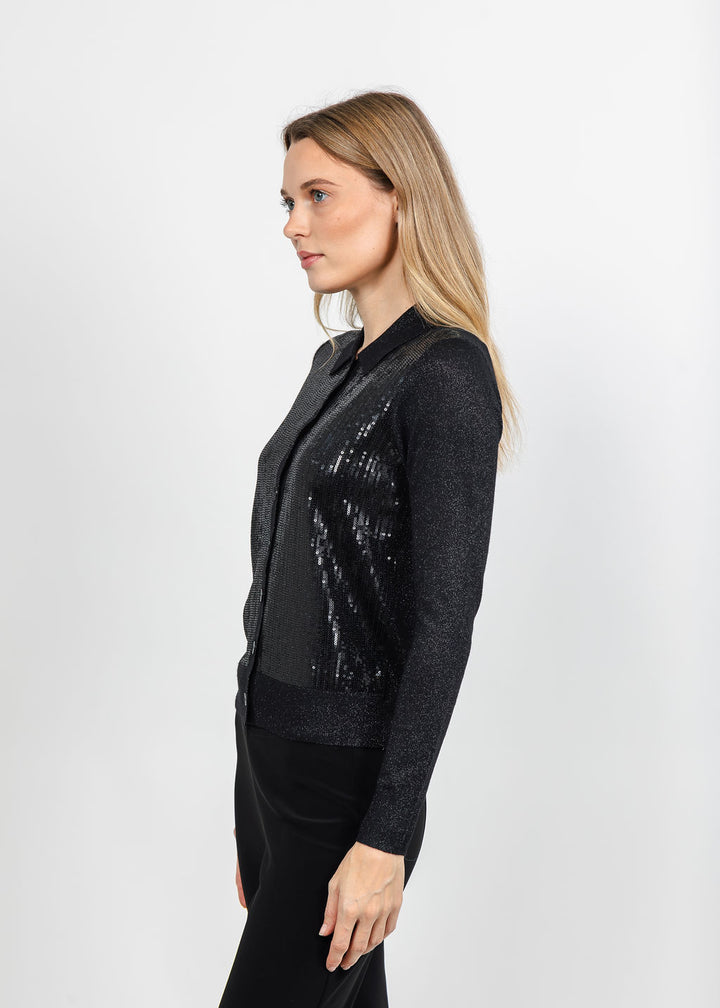 Kinross Sequin Party Cardigan - Black available at Barbara Katz