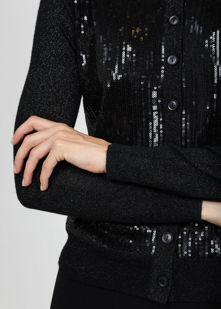 Kinross Sequin Party Cardigan - Black available at Barbara Katz