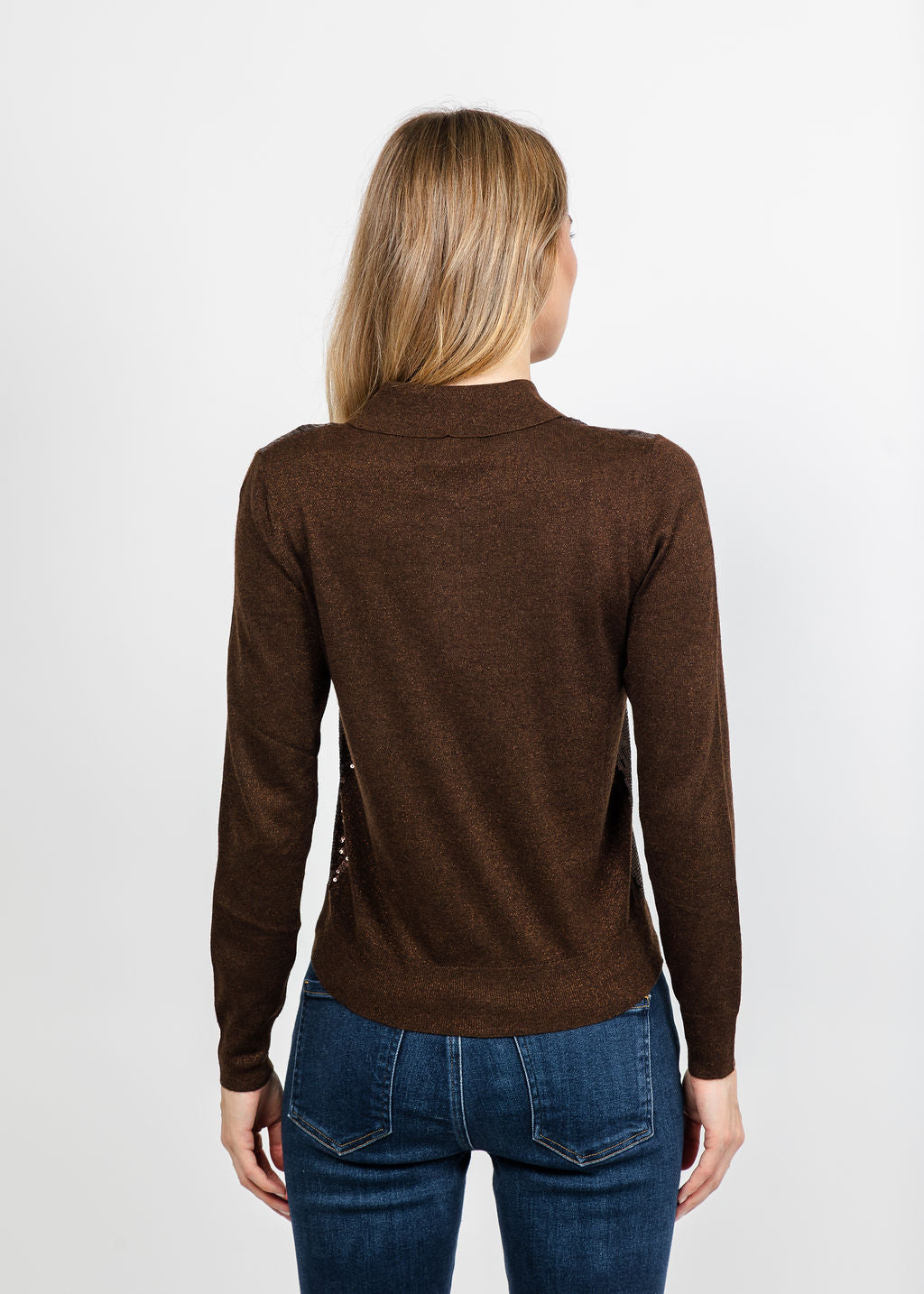 Kinross Sequin Party Cardigan - Chocolate available at Barbara Katz