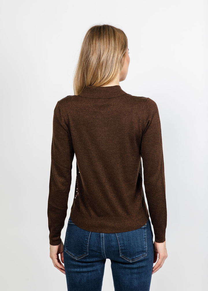 Kinross Sequin Party Cardigan - Chocolate available at Barbara Katz