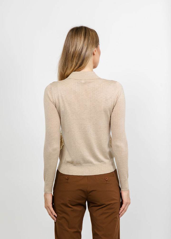 Kinross Sequin Party Cardigan - Sandstone available at Barbara Katz