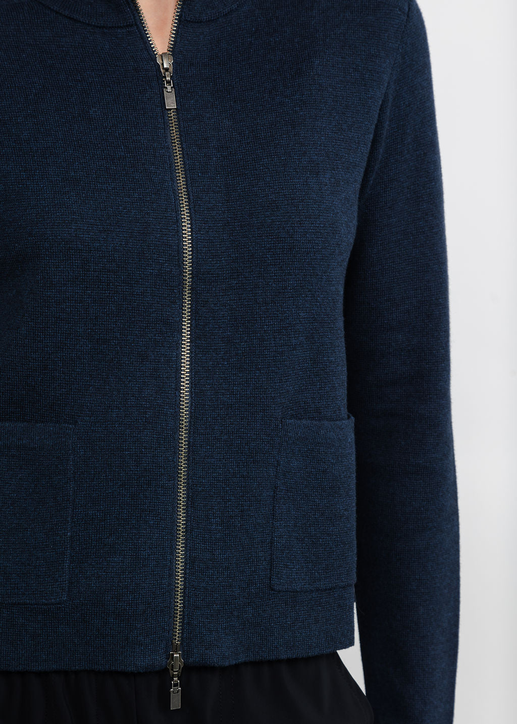 Kinross Tailored Zip Mock Cardigan - Navy available at Barbara Katz