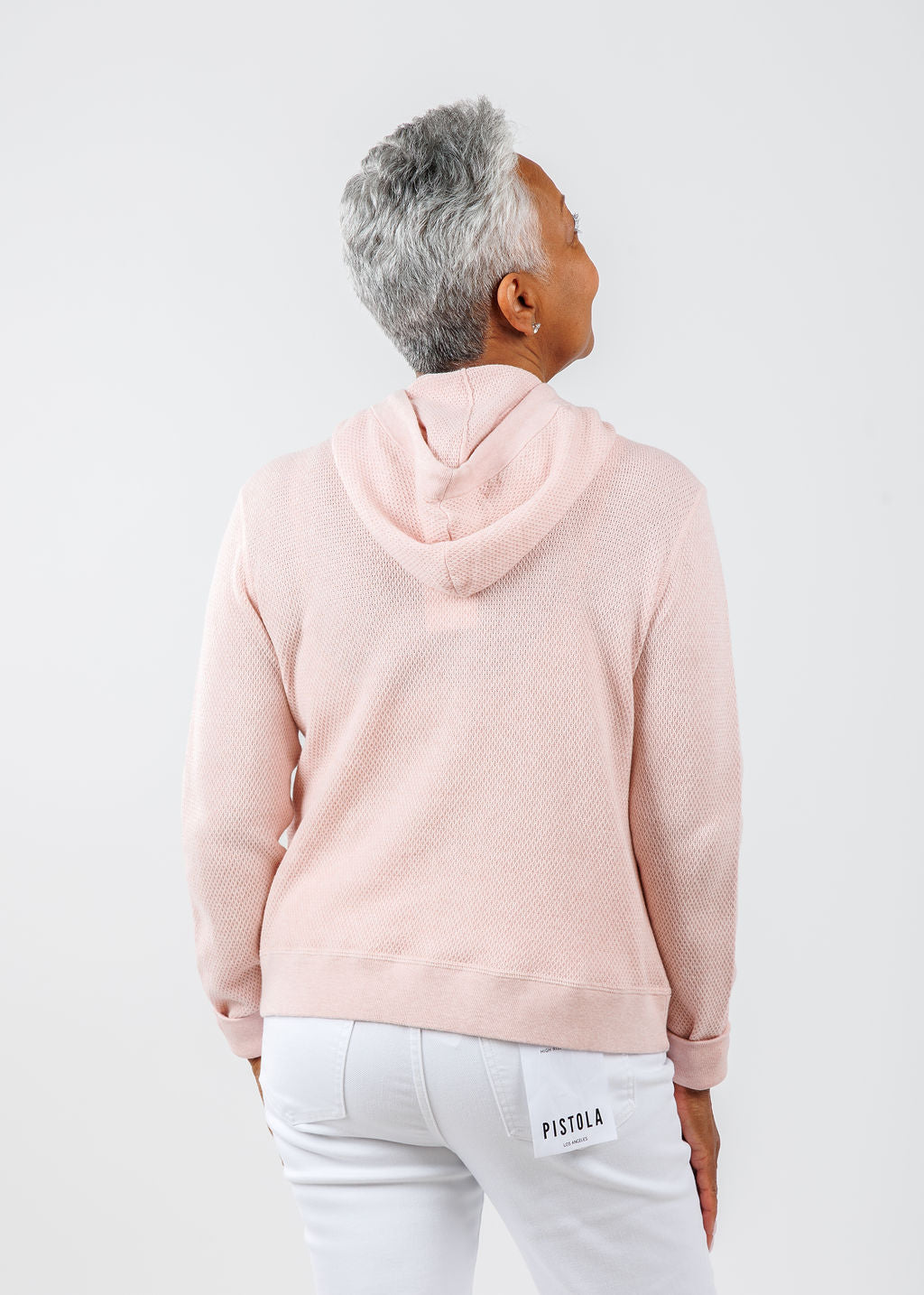 Kinross Textured Pullover Hoodie in Petal Barbara Katz