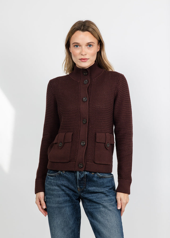 Kinross Utility Cardigan - Chocolate available at Barbara Katz