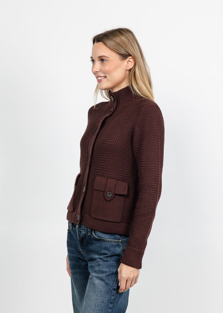 Kinross Utility Cardigan - Chocolate available at Barbara Katz
