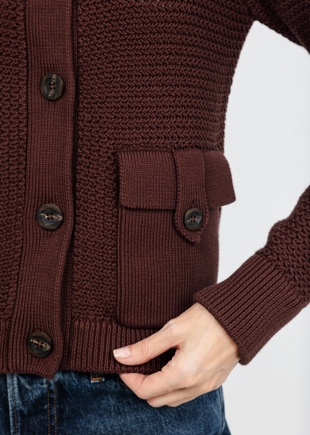 Kinross Utility Cardigan - Chocolate available at Barbara Katz