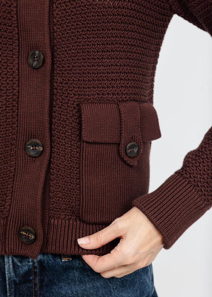 Kinross Utility Cardigan - Chocolate available at Barbara Katz