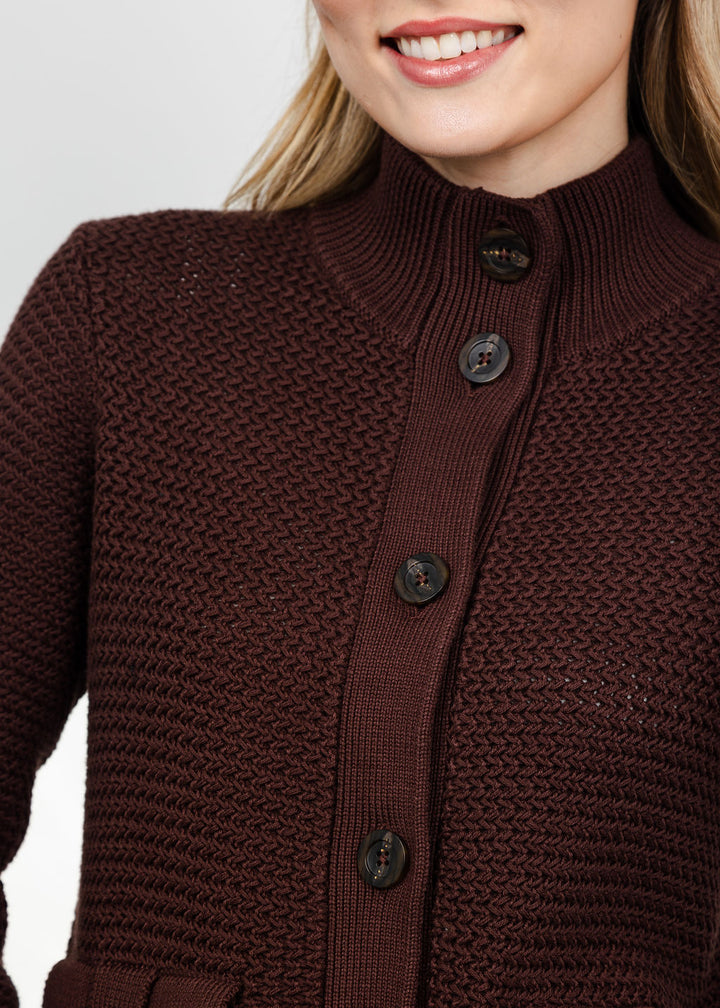 Kinross Utility Cardigan - Chocolate available at Barbara Katz