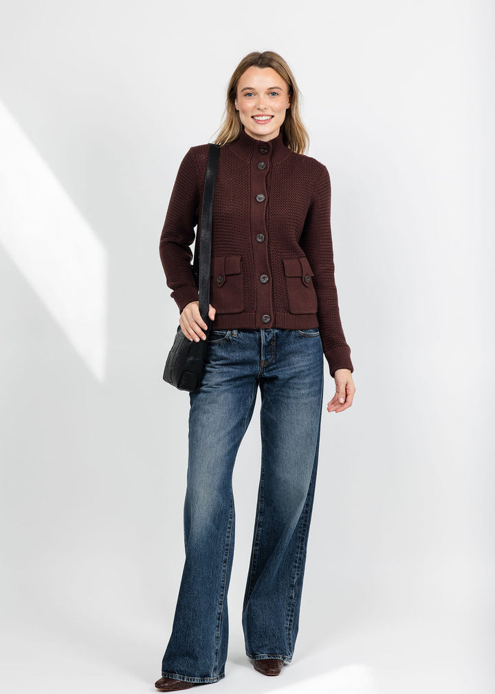 Kinross Utility Cardigan - Chocolate available at Barbara Katz