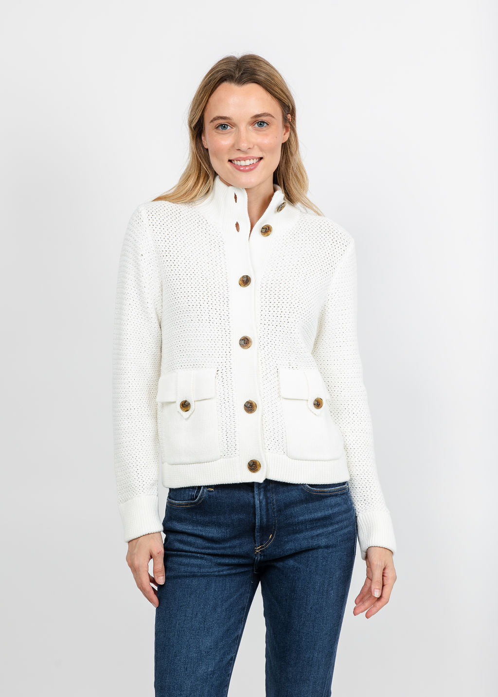 Kinross Utility Cardigan - Cream available at Barbara Katz