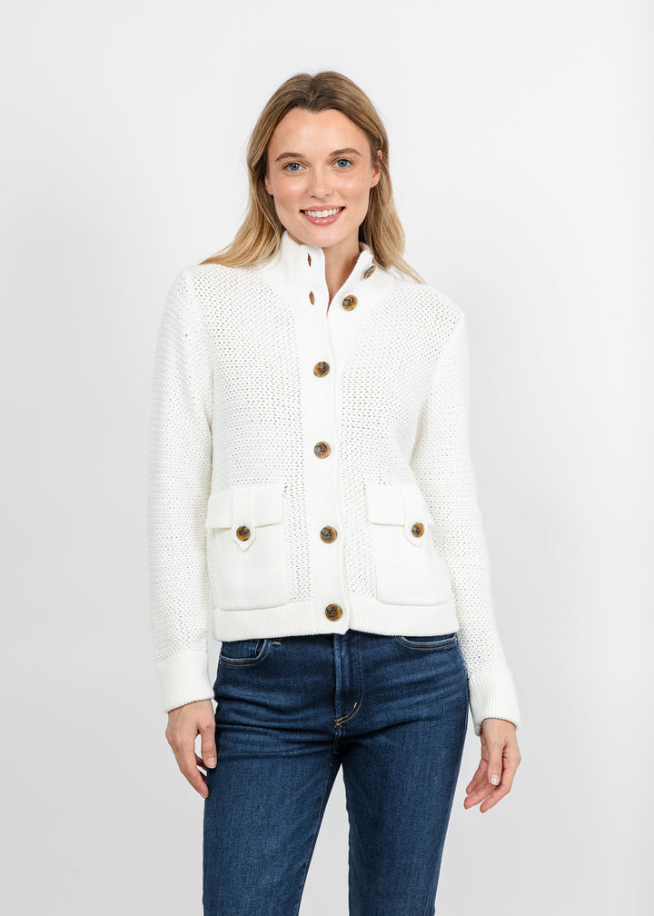 Kinross Utility Cardigan - Cream available at Barbara Katz
