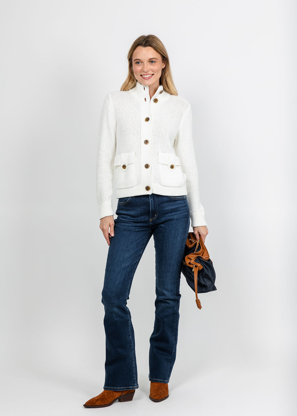 Kinross Utility Cardigan - Cream available at Barbara Katz