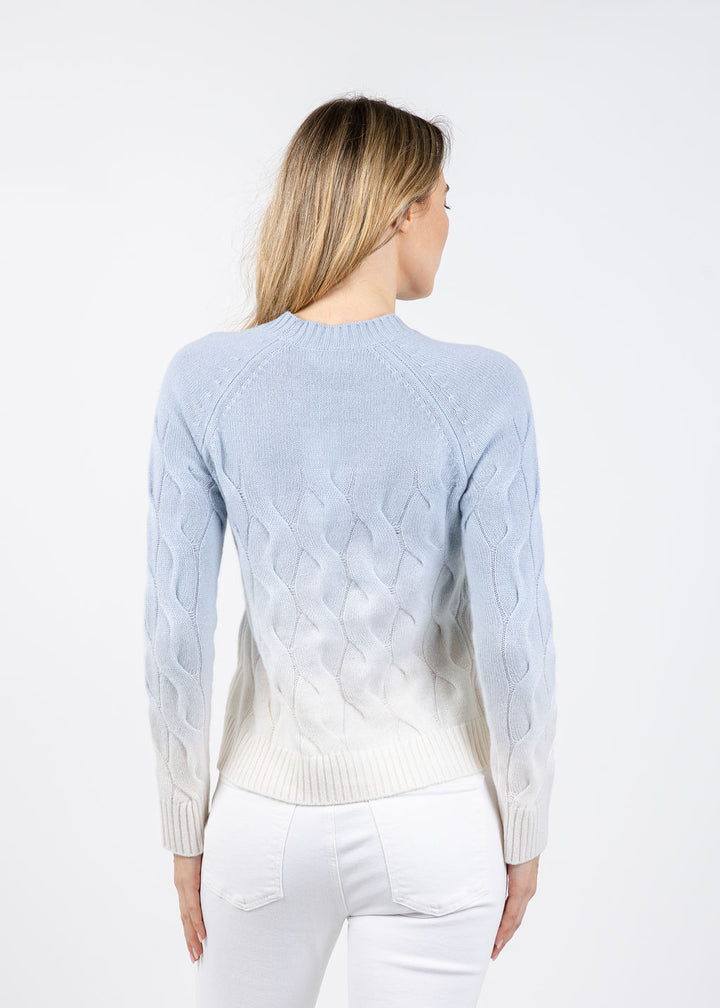 Wandering Cable Ombre Crew Sweater in Cove available at Barbara Katz